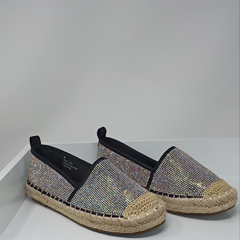 Cape Robbin® For Anthropologie Black and Tan Espadrille Flats with Rope Sole